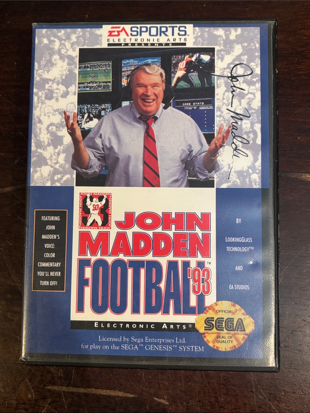 EA Sports John Madden Football '93 Video Game for Sega Genesis - Blue/Red